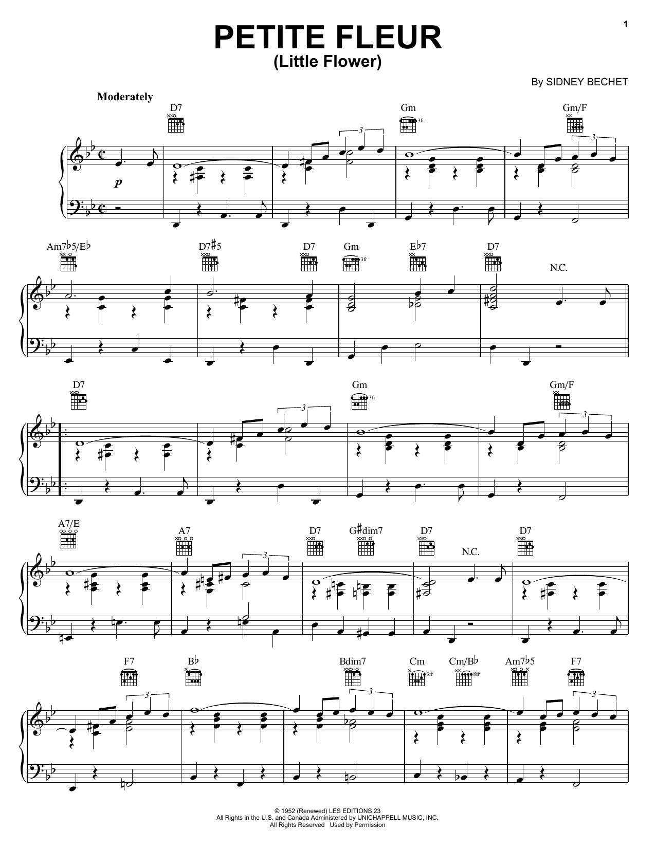 Download Sidney Bechet Petite Fleur (Little Flower) Sheet Music and learn how to play Alto Saxophone PDF digital score in minutes