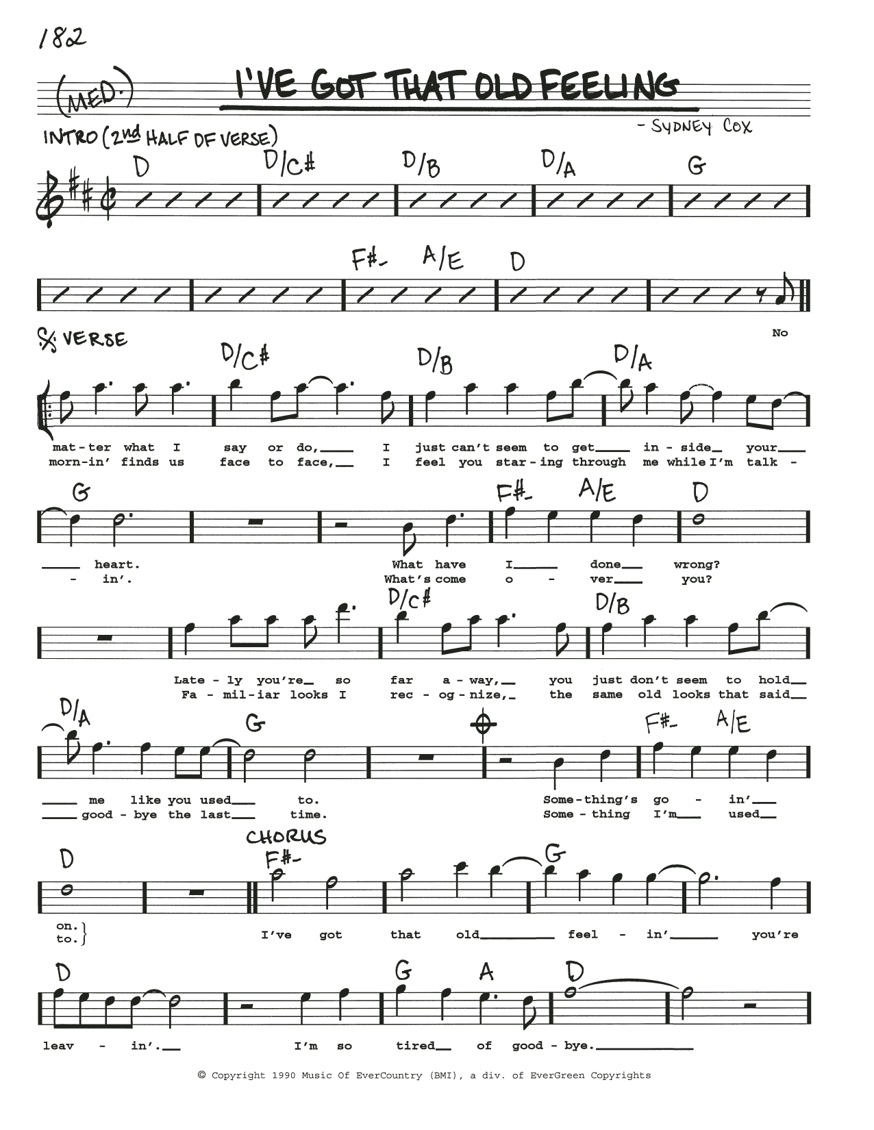 Download Sidney Cox I've Got That Old Feeling Sheet Music and learn how to play Real Book – Melody, Lyrics & Chords PDF digital score in minutes