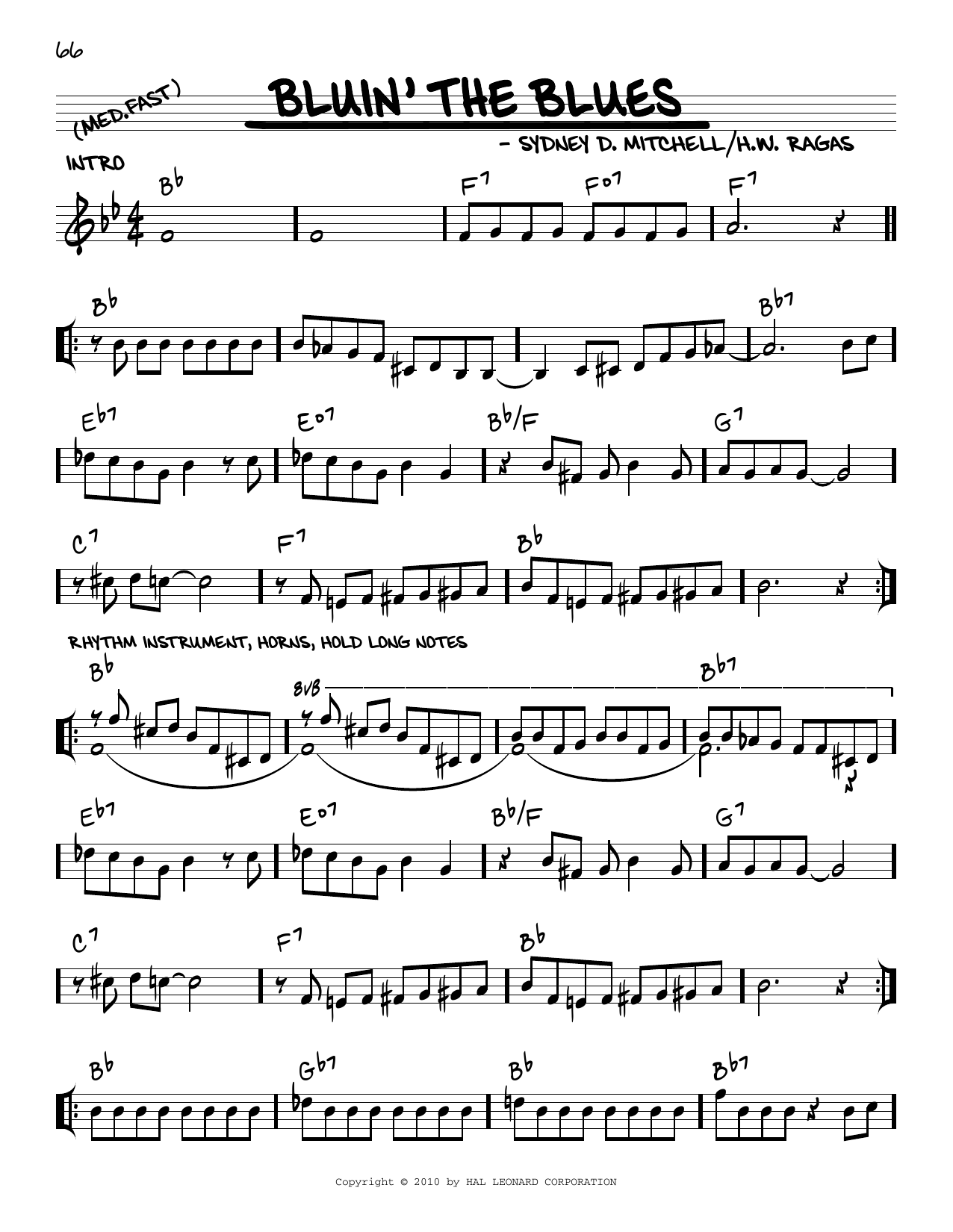 Download Sidney D. Mitchell Bluin' The Blues (arr. Robert Rawlins) Sheet Music and learn how to play Real Book – Melody, Lyrics & Chords PDF digital score in minutes