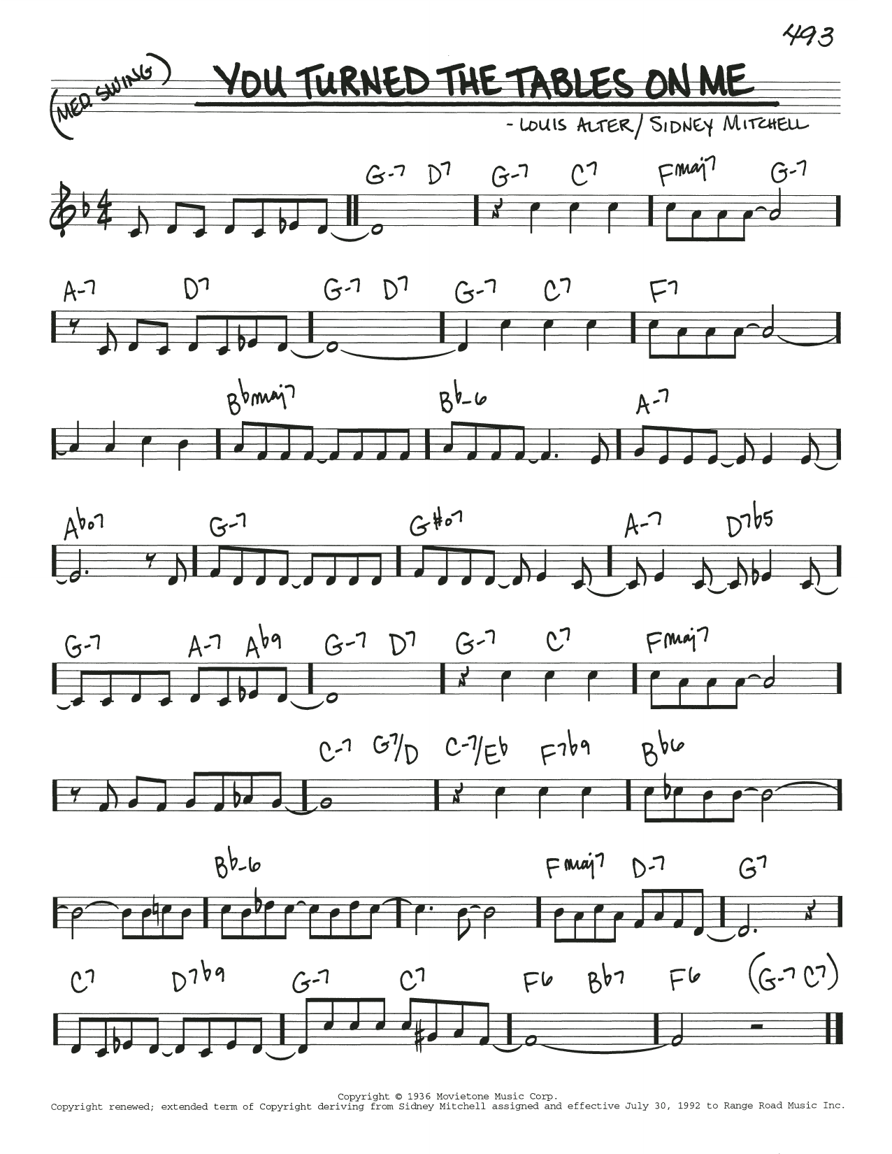 Download Sidney D. Mitchell You Turned The Tables On Me Sheet Music and learn how to play Real Book – Melody & Chords PDF digital score in minutes