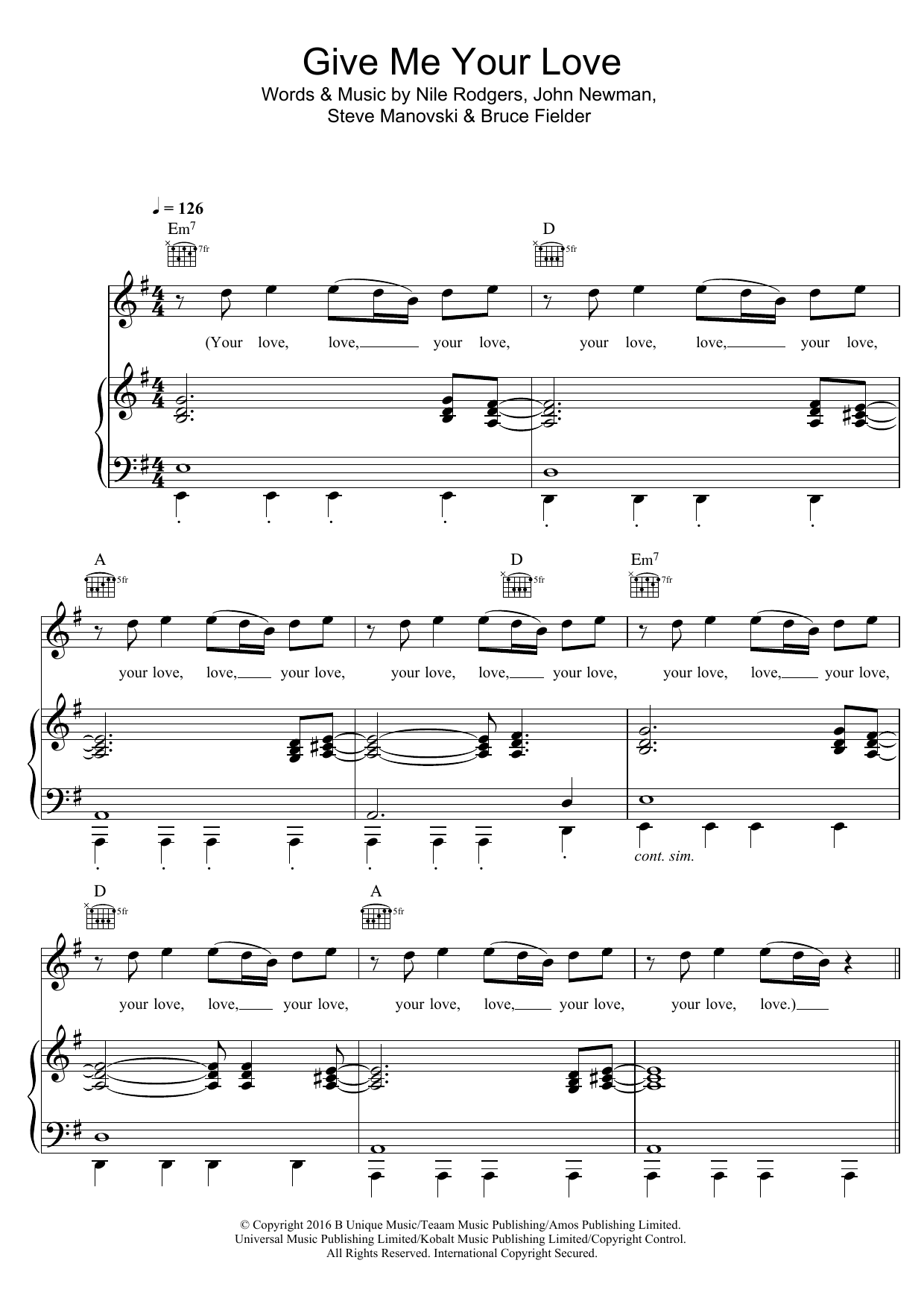 Download Sigala Give Me Your Love (feat. John Newman & Nile Rodgers) Sheet Music and learn how to play Piano, Vocal & Guitar (Right-Hand Melody) PDF digital score in minutes