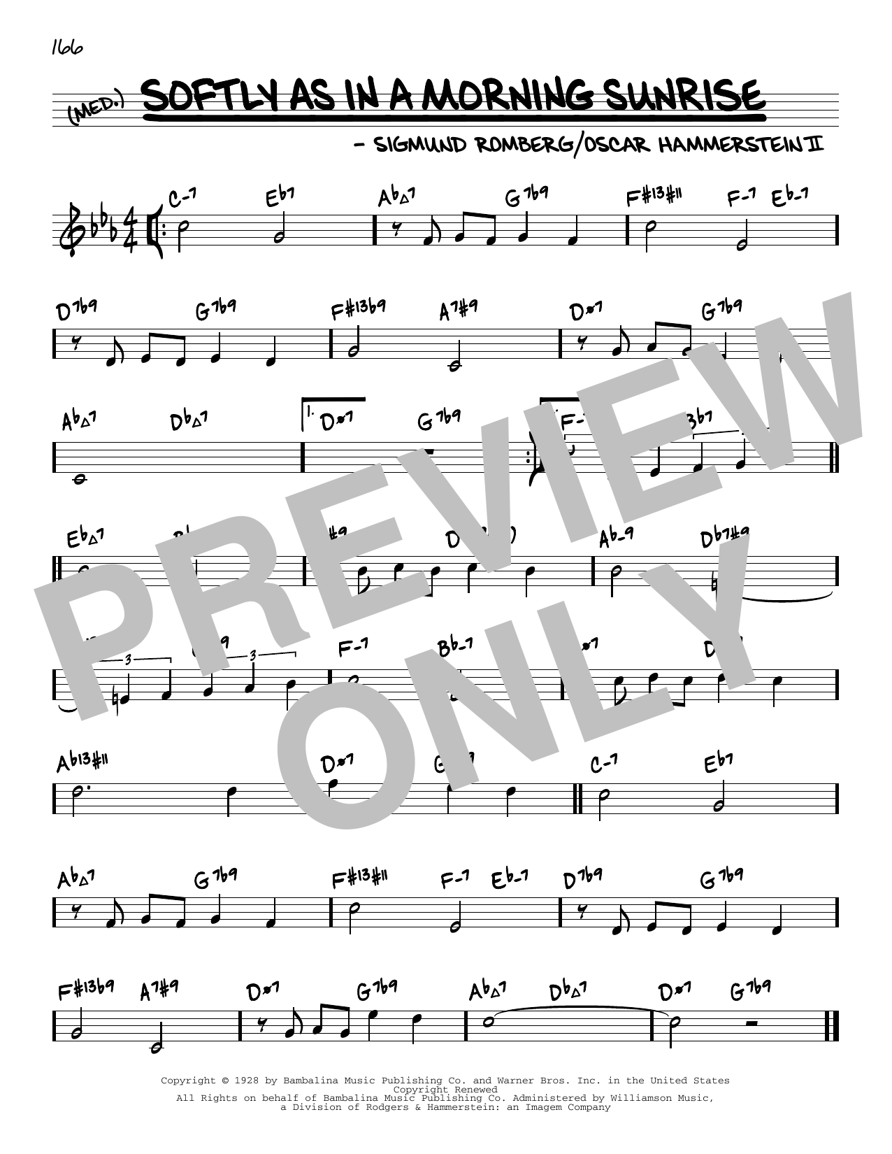 Download Sigmund Romberg Softly As In A Morning Sunrise (arr. David Hazeltine) Sheet Music and learn how to play Real Book – Enhanced Chords PDF digital score in minutes