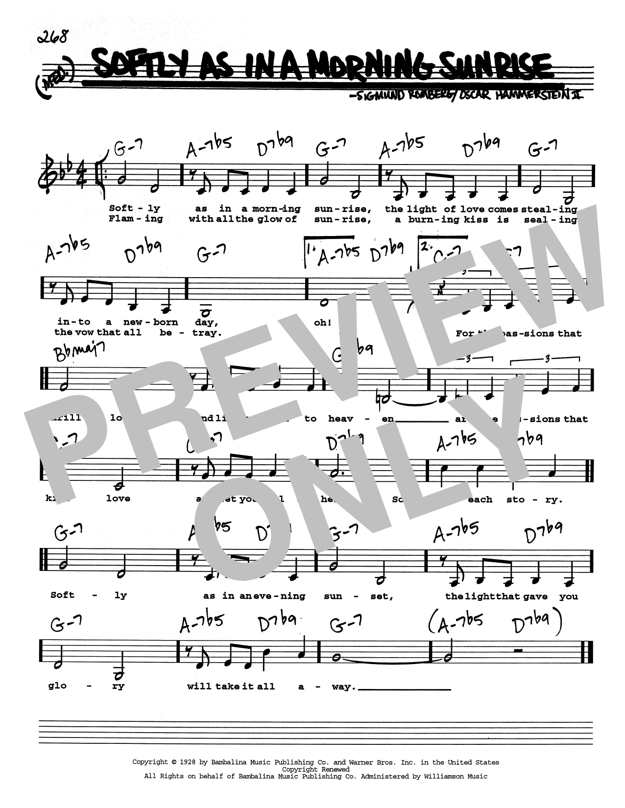 Download Sigmund Romberg Softly As In A Morning Sunrise (Low Voice) Sheet Music and learn how to play Real Book – Melody, Lyrics & Chords PDF digital score in minutes