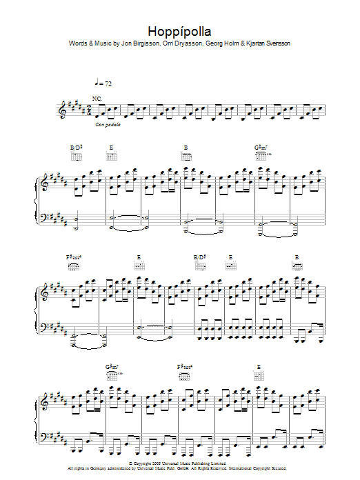 Download Sigur Ros Hoppipolla Sheet Music and learn how to play Lyrics & Chords PDF digital score in minutes