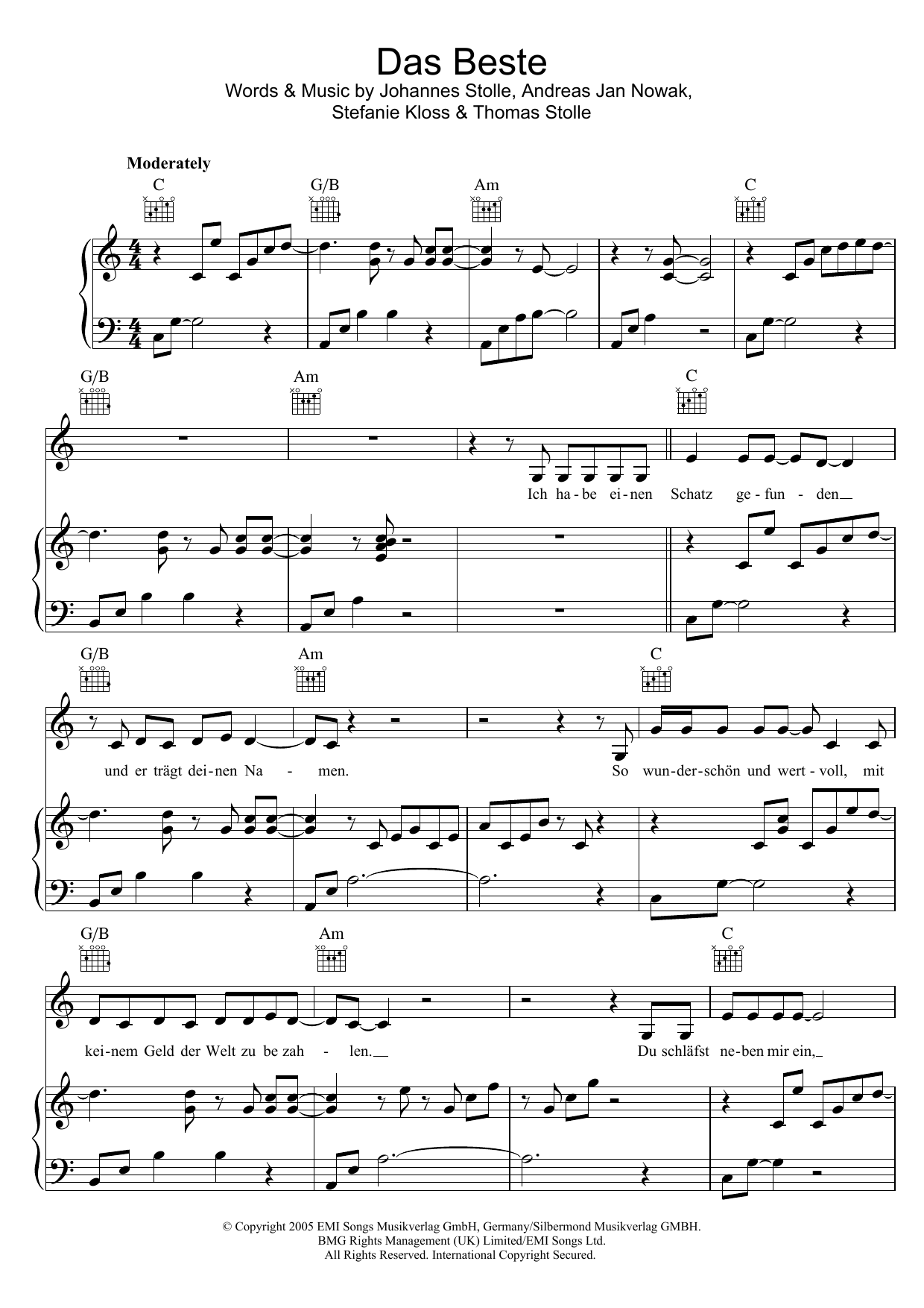Download Silbermond Das Beste Sheet Music and learn how to play Piano, Vocal & Guitar PDF digital score in minutes