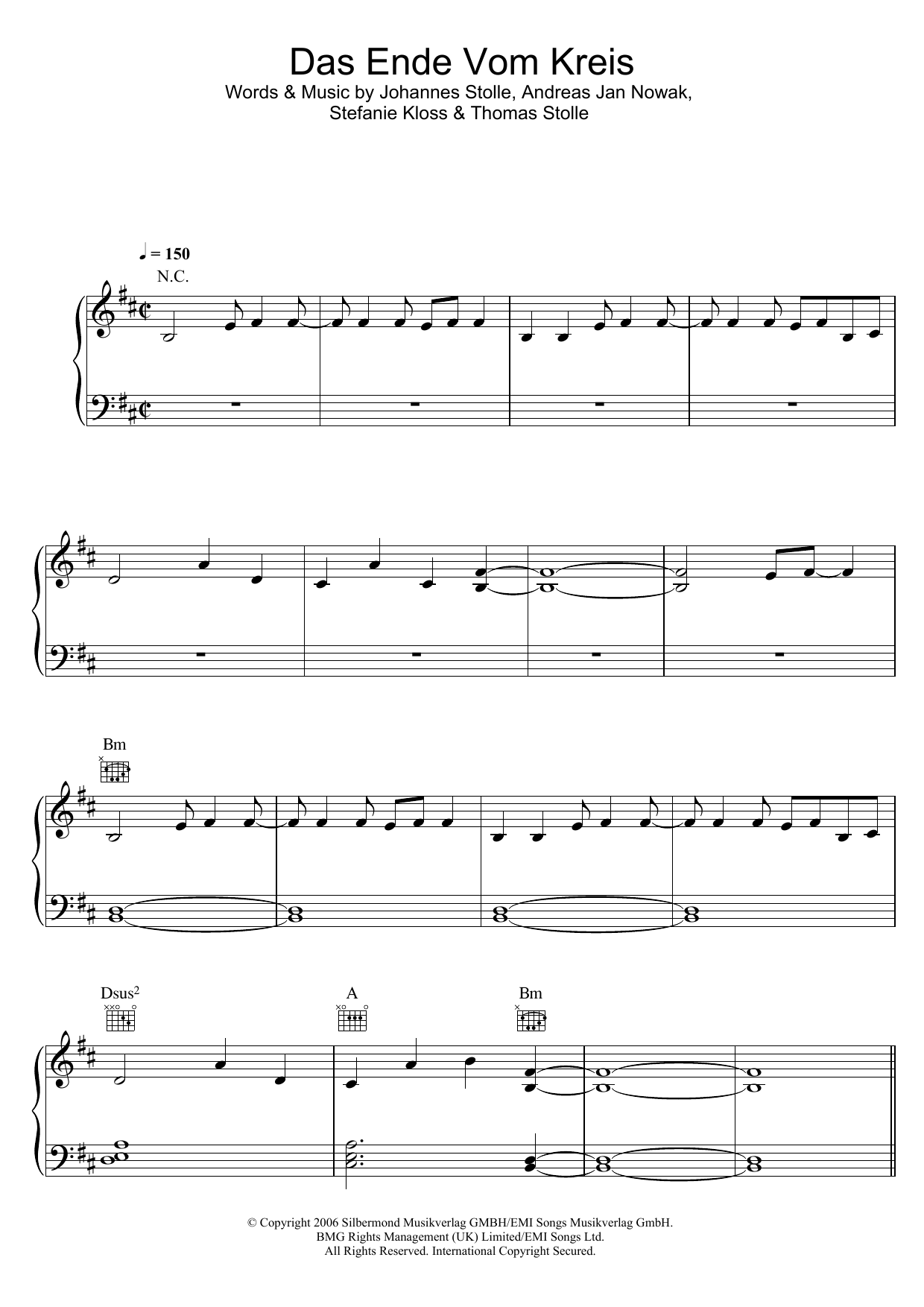 Download Silbermond Das Ende Vom Kreis Sheet Music and learn how to play Piano, Vocal & Guitar (Right-Hand Melody) PDF digital score in minutes
