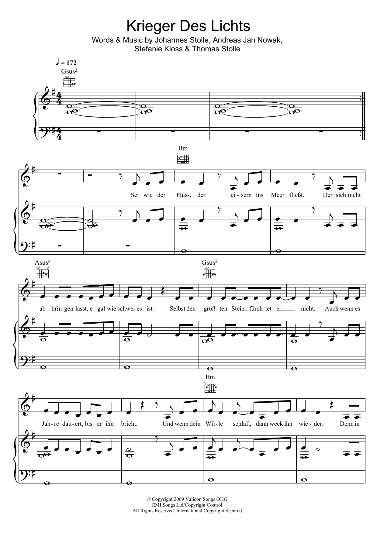 Download Silbermond Krieger Des Lichts Sheet Music and learn how to play Piano, Vocal & Guitar (Right-Hand Melody) PDF digital score in minutes