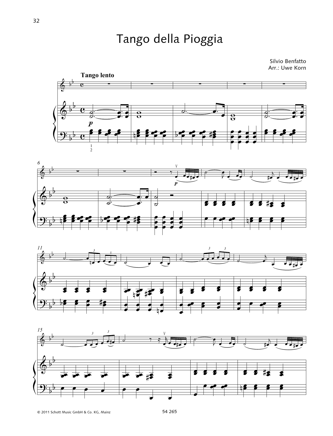 Download Silvio Benfatto Tango della Piogga Sheet Music and learn how to play String Solo PDF digital score in minutes