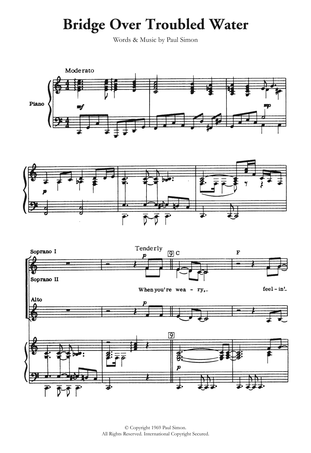 Download Simon & Garfunkel Bridge Over Troubled Water (arr. Berty Rice) Sheet Music and learn how to play Choir PDF digital score in minutes