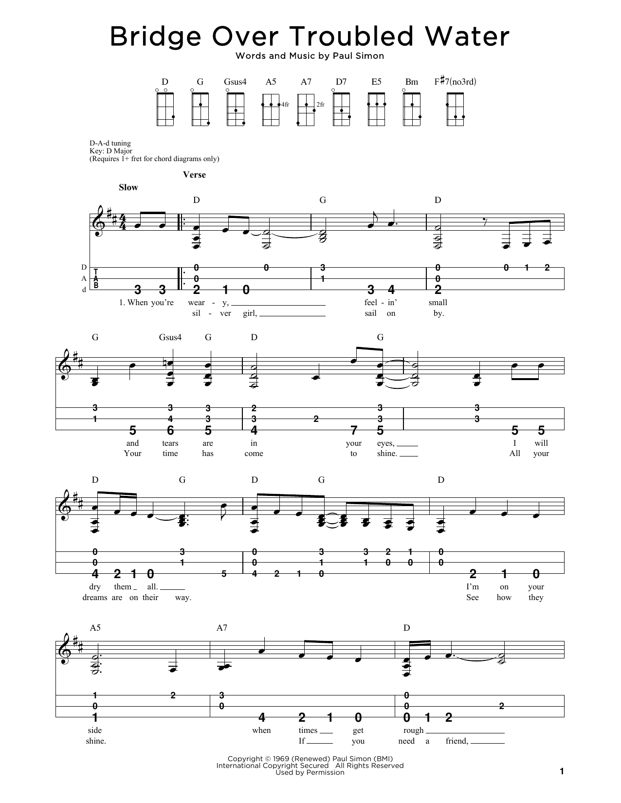 Download Simon & Garfunkel Bridge Over Troubled Water (arr. Steven B. Eulberg) Sheet Music and learn how to play Dulcimer PDF digital score in minutes