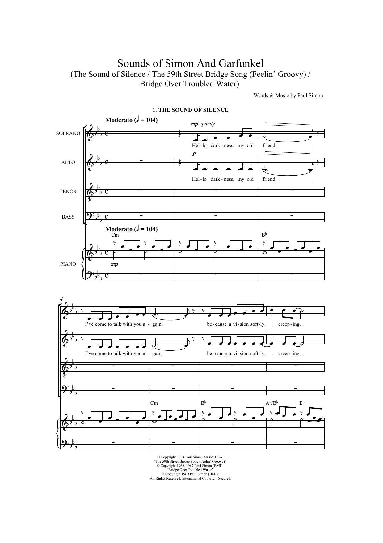 Download Simon & Garfunkel Sounds Of Simon & Garfunkel Sheet Music and learn how to play SATB PDF digital score in minutes