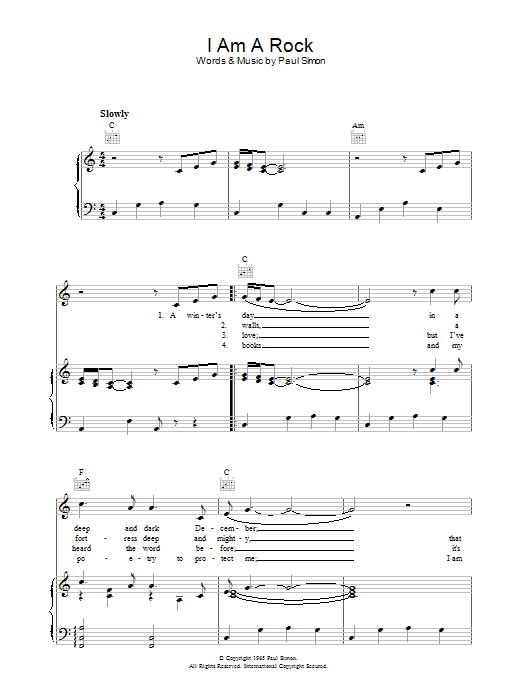 Download Simon & Garfunkel I Am A Rock Sheet Music and learn how to play Guitar Tab PDF digital score in minutes