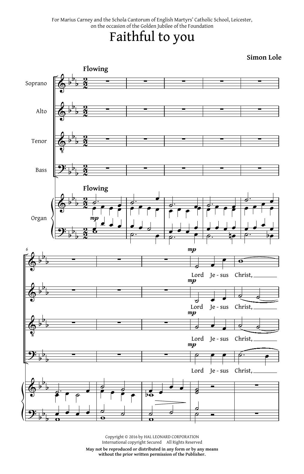 Download Simon Lole Faithful To You Sheet Music and learn how to play SATB PDF digital score in minutes