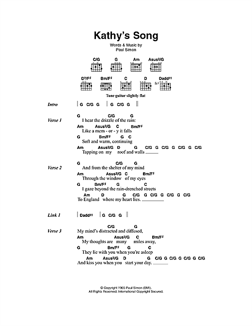 Download Simon & Garfunkel Sheet Music and learn how to play Lyrics & Chords PDF score in minutes
