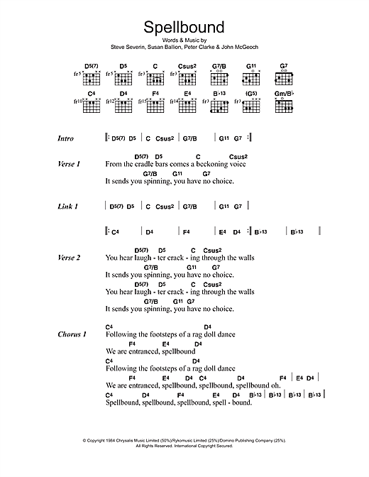 Download Siouxsie & The Banshees Spellbound Sheet Music and learn how to play Lyrics & Chords PDF digital score in minutes