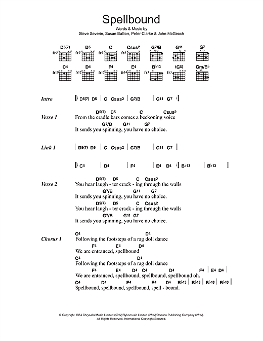 Siouxsie The Banshees Spellbound Sheet Music Chords Download Page Printable PDF Guitar