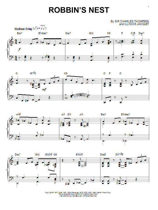 Download Sir Charles Thompson Robbin's Nest Sheet Music and learn how to play Piano PDF digital score in minutes