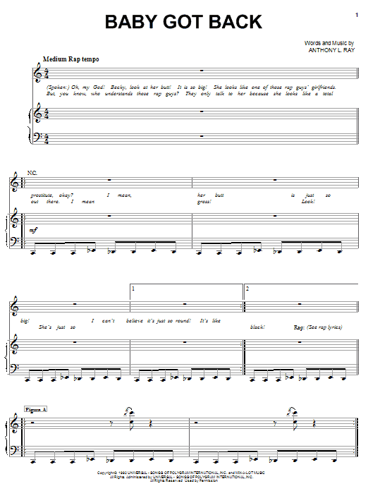 Download Sir Mix-A-Lot Baby Got Back Sheet Music and learn how to play Melody Line, Lyrics & Chords PDF digital score in minutes