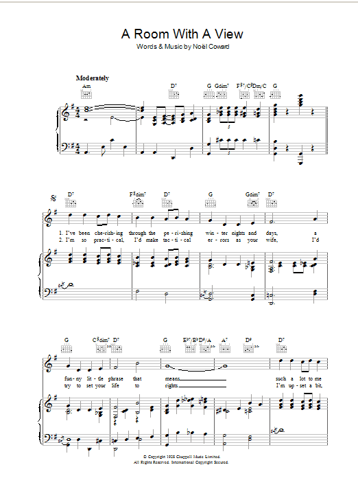 Download Noel Coward A Room With A View Sheet Music and learn how to play Piano, Vocal & Guitar (Right-Hand Melody) PDF digital score in minutes