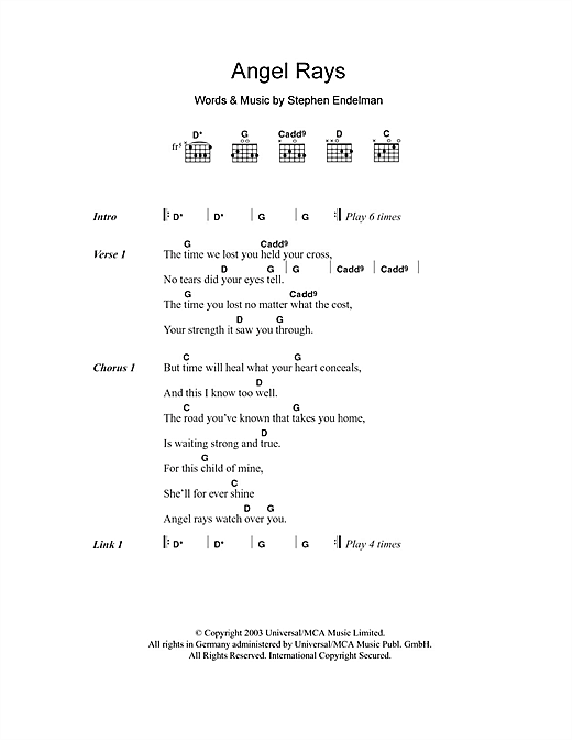 Download Sissel Angel Rays Sheet Music and learn how to play Lyrics & Chords PDF digital score in minutes