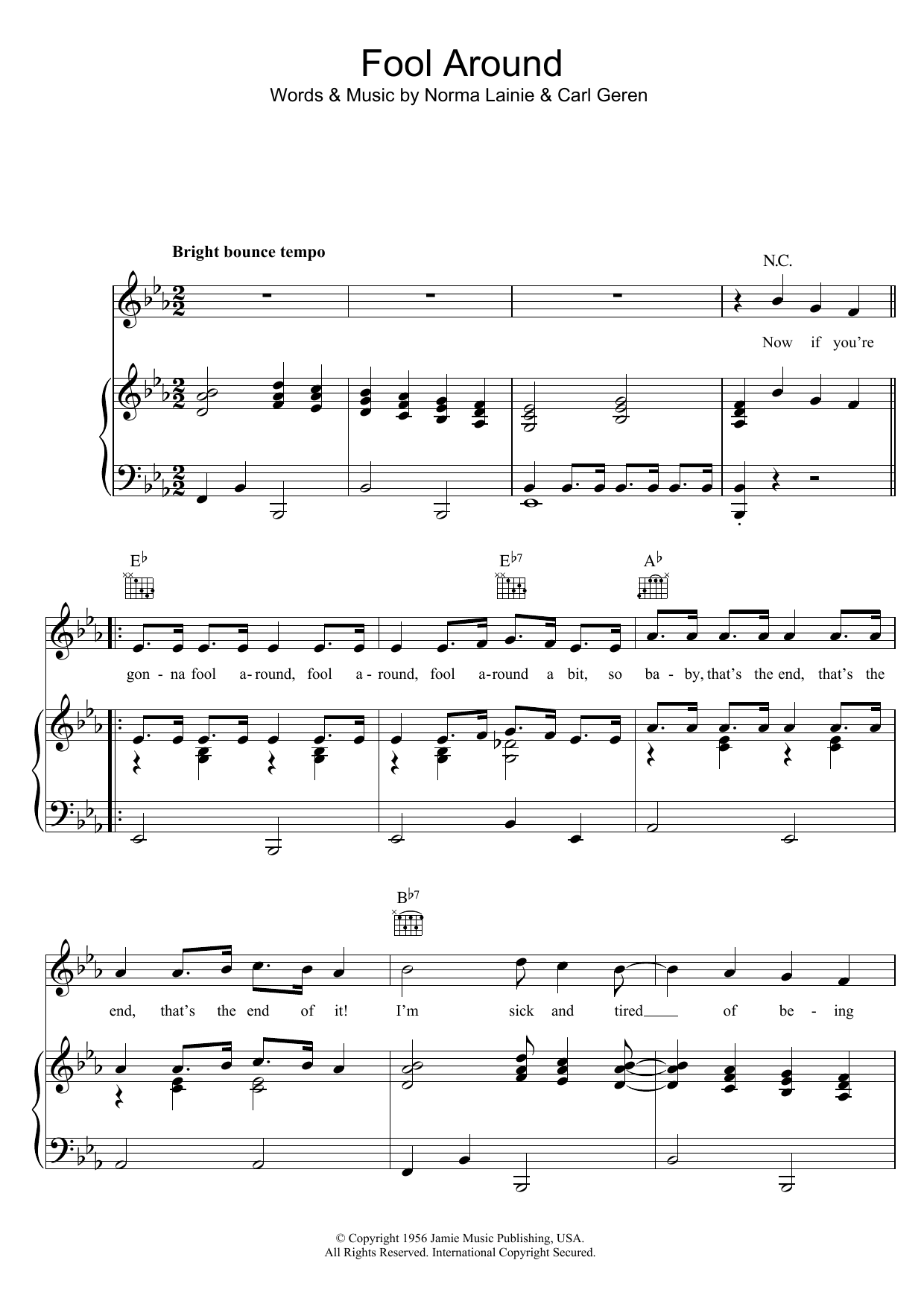 Download Sisters Fontaine Fool Around Sheet Music and learn how to play Piano, Vocal & Guitar (Right-Hand Melody) PDF digital score in minutes