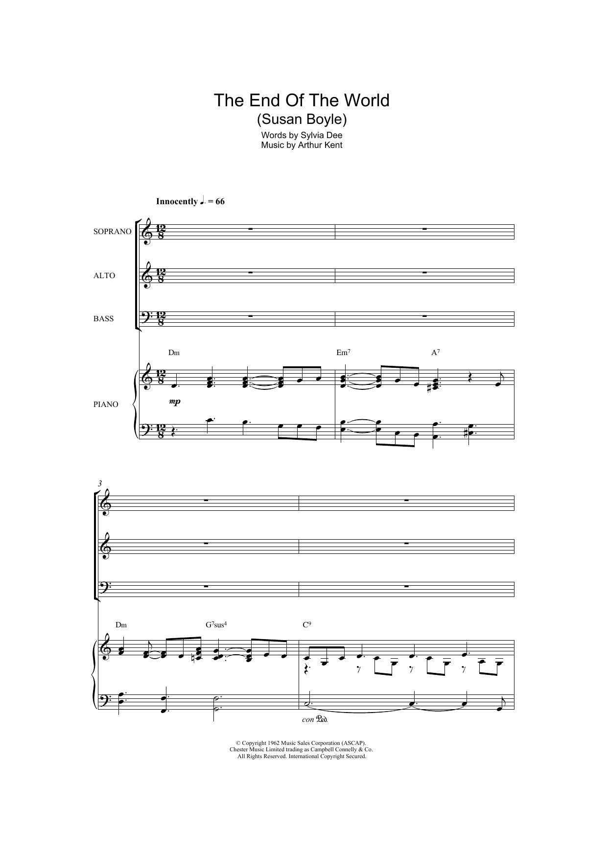 Download Skeeter Davis The End Of The World (arr. Patrick Gazard) Sheet Music and learn how to play SAB Choir PDF digital score in minutes