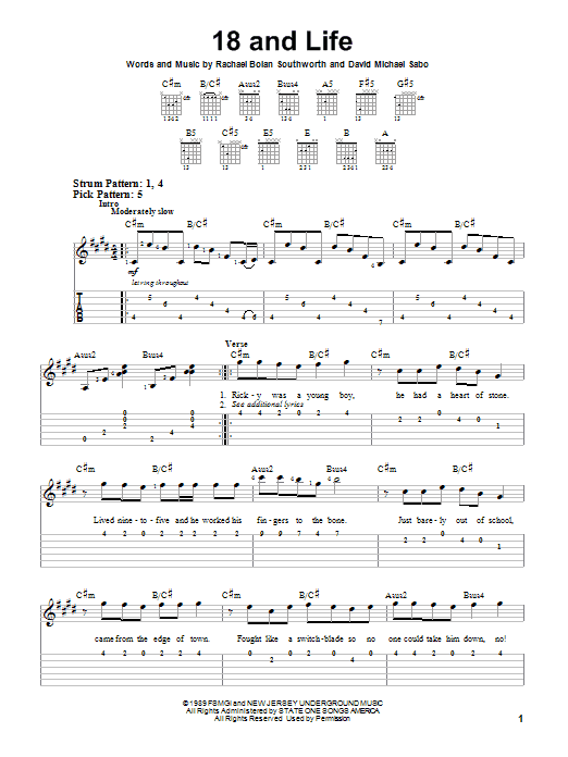 Download Skid Row 18 And Life Sheet Music and learn how to play Really Easy Guitar PDF digital score in minutes