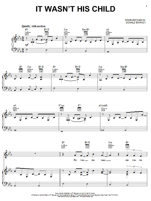 Download Skip Ewing It Wasn't His Child Sheet Music and learn how to play Piano, Vocal & Guitar (Right-Hand Melody) PDF digital score in minutes