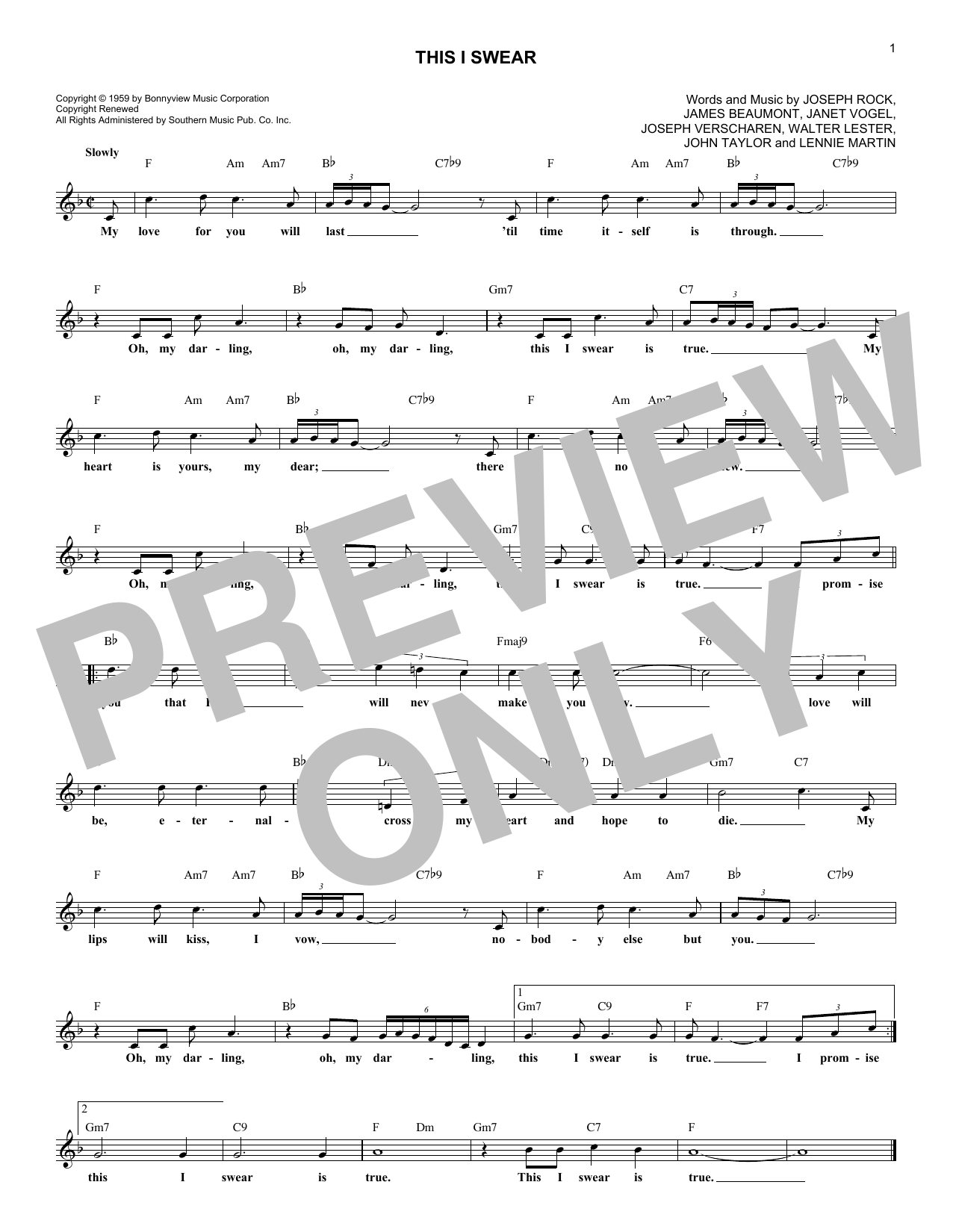 Download Skyliners This I Swear Sheet Music and learn how to play Melody Line, Lyrics & Chords PDF digital score in minutes