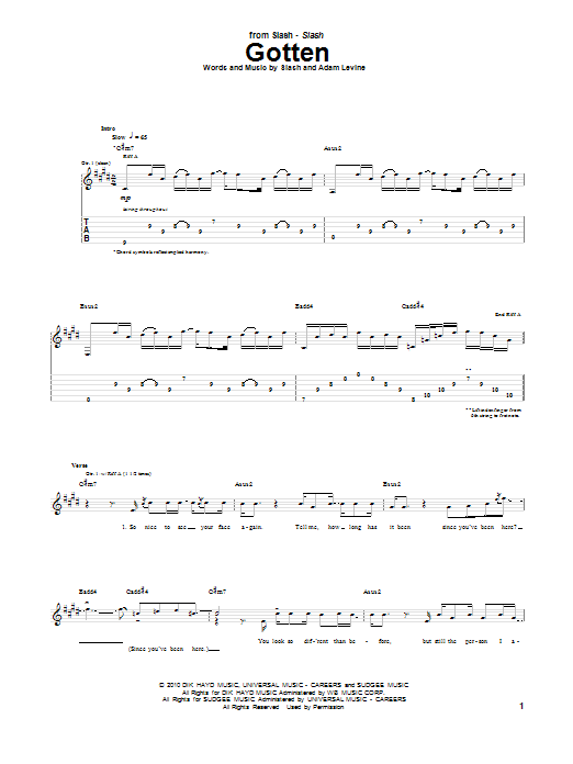 Download Slash Gotten Sheet Music and learn how to play Guitar Tab PDF digital score in minutes