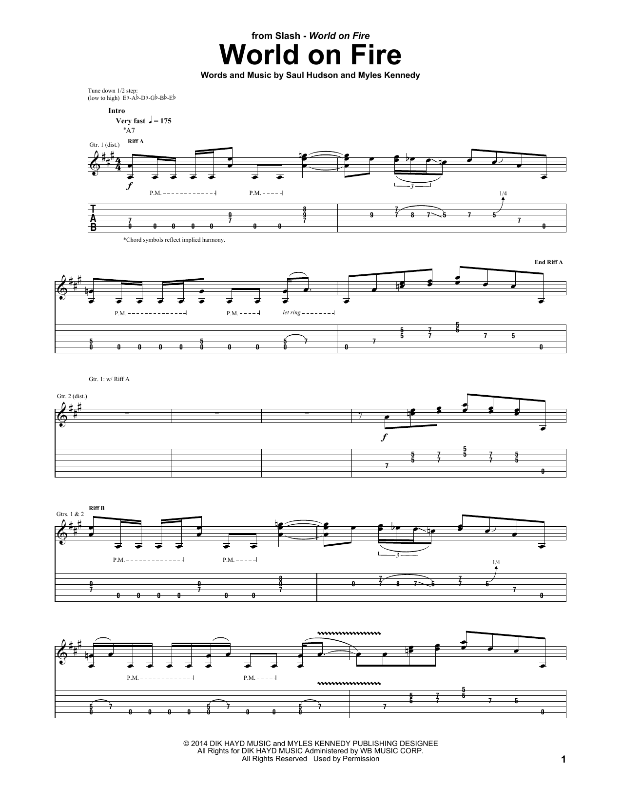 Download Slash World On Fire Sheet Music and learn how to play Guitar Tab PDF digital score in minutes