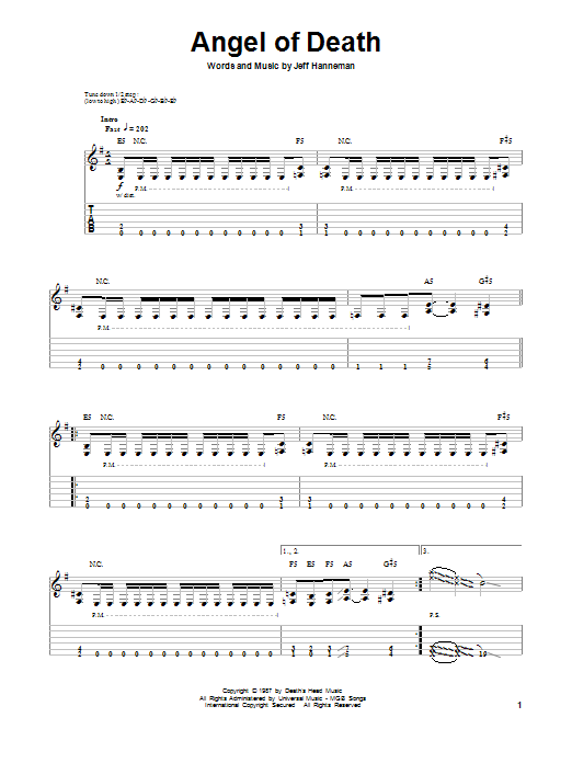 Download Slayer Angel Of Death Sheet Music and learn how to play Drums Transcription PDF digital score in minutes
