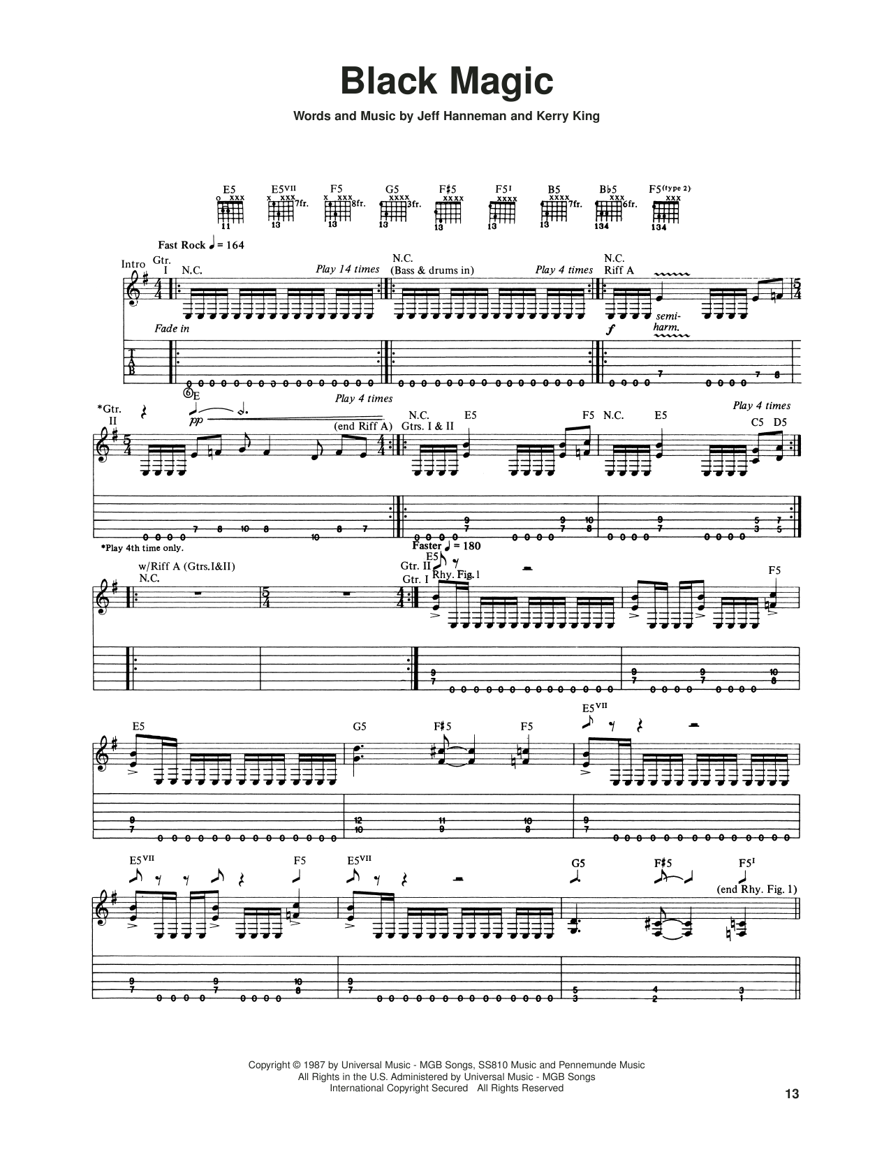 Download Slayer Black Magic Sheet Music and learn how to play Guitar Tab PDF digital score in minutes