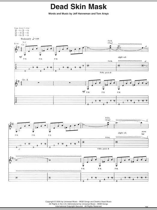 Download Slayer Dead Skin Mask Sheet Music and learn how to play Drums Transcription PDF digital score in minutes