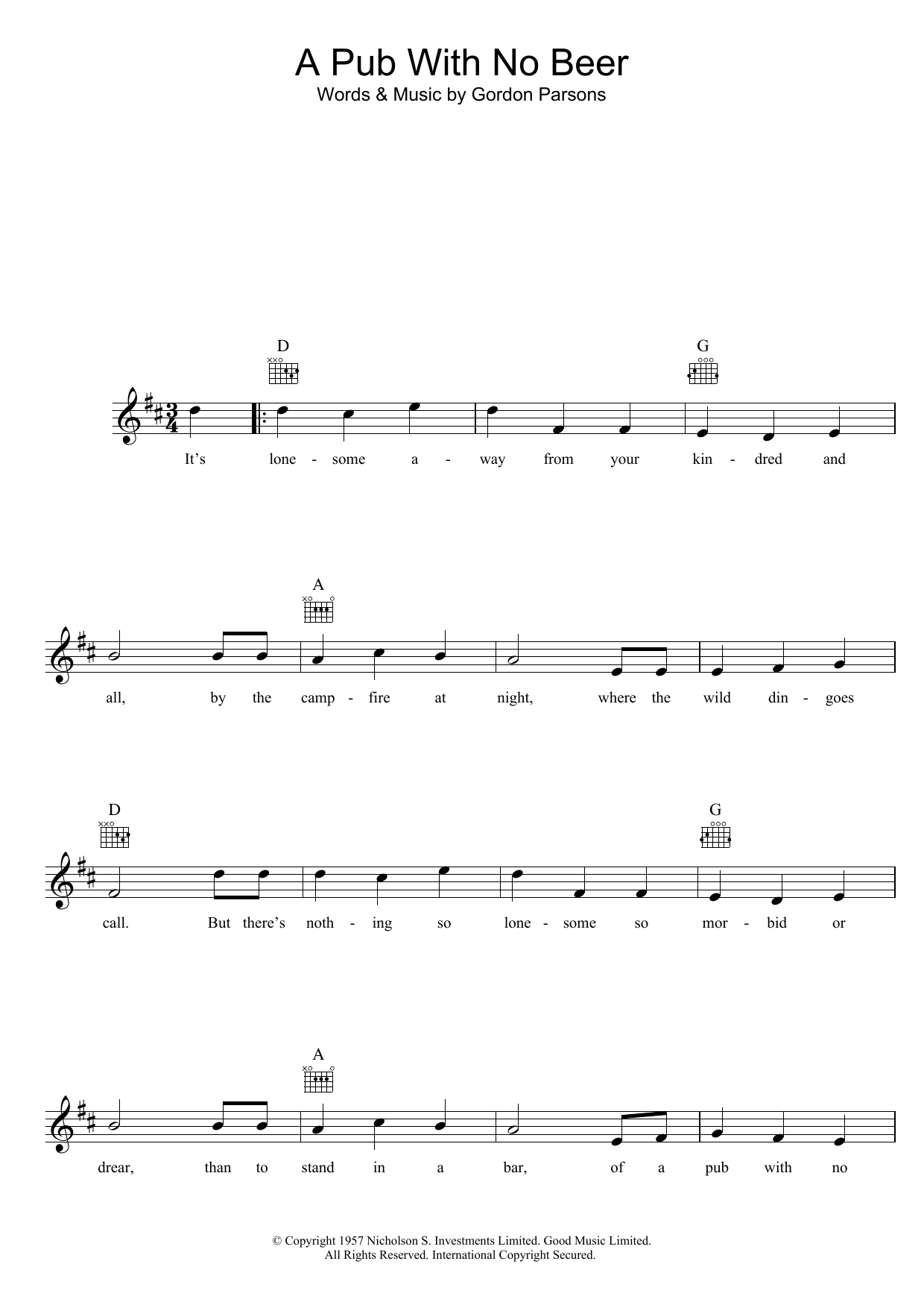 Download Slim Dusty A Pub With No Beer Sheet Music and learn how to play Banjo PDF digital score in minutes