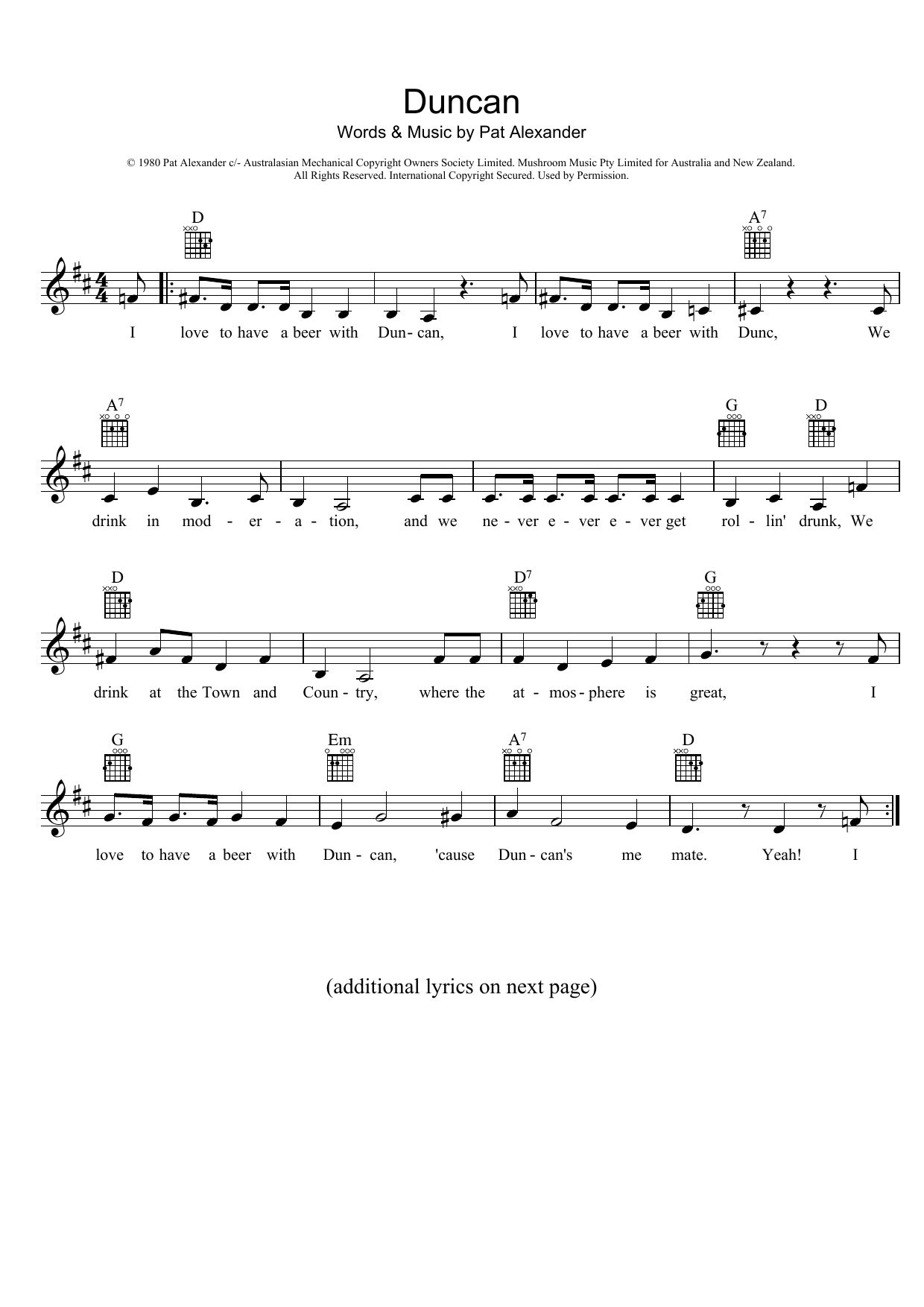 Download Slim Dusty Duncan Sheet Music and learn how to play Melody Line, Lyrics & Chords PDF digital score in minutes