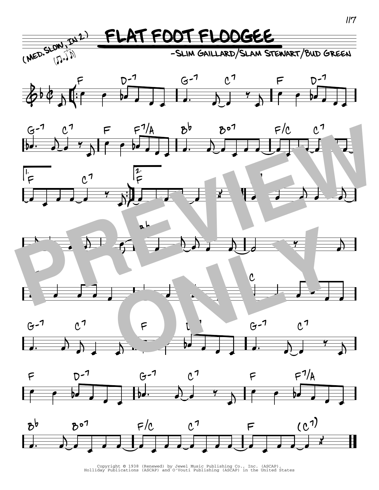 Download Slim Gaillard Flat Foot Floogee Sheet Music and learn how to play Real Book – Melody & Chords PDF digital score in minutes