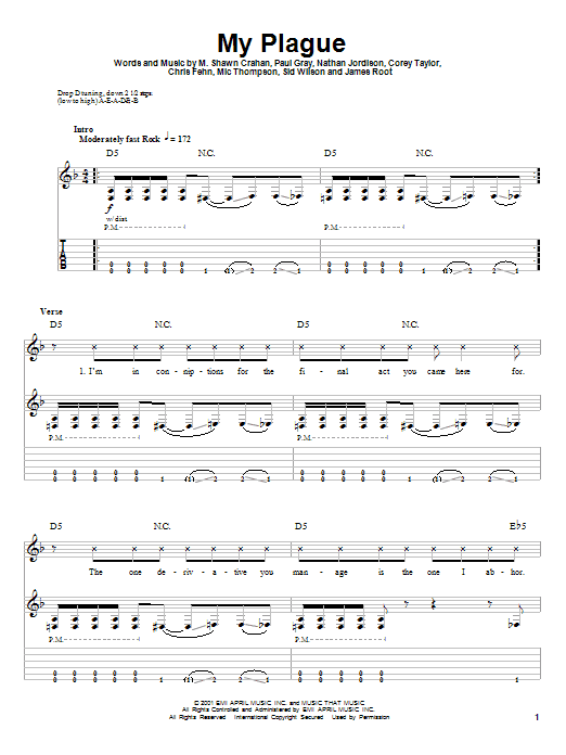 Download Slipknot My Plague Sheet Music and learn how to play Bass Guitar Tab PDF digital score in minutes