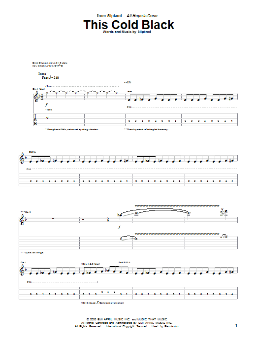 Download Slipknot This Cold Black Sheet Music and learn how to play Guitar Tab PDF digital score in minutes