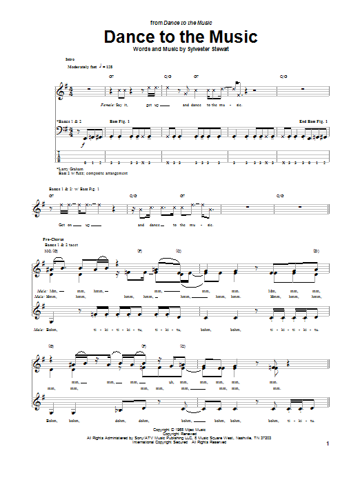 Download Sly & The Family Stone Dance To The Music Sheet Music and learn how to play Piano Chords/Lyrics PDF digital score in minutes