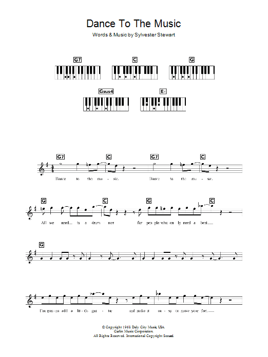 Download Sly And The Family Stone Dance To The Music Sheet Music and learn how to play Very Easy Piano PDF digital score in minutes