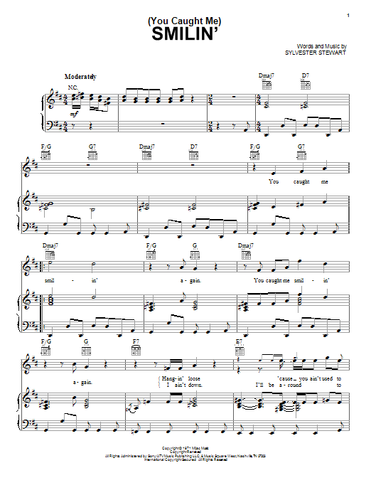 Download Sly & The Family Stone (You Caught Me) Smilin' Sheet Music and learn how to play Piano, Vocal & Guitar (Right-Hand Melody) PDF digital score in minutes