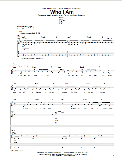 Download Smile Empty Soul Who I Am Sheet Music and learn how to play Guitar Tab PDF digital score in minutes
