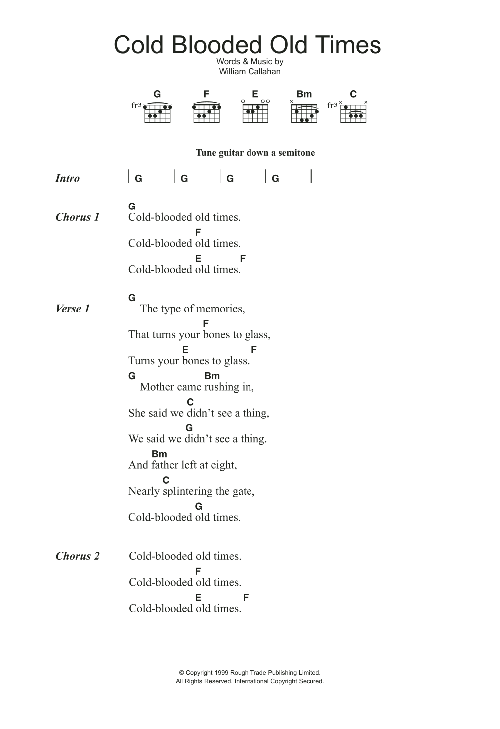Download Smog Cold Blooded Old Times Sheet Music and learn how to play Lyrics & Chords PDF digital score in minutes