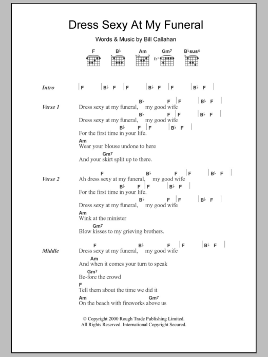 Download Smog Dress Sexy At My Funeral Sheet Music and learn how to play Lyrics & Chords PDF digital score in minutes