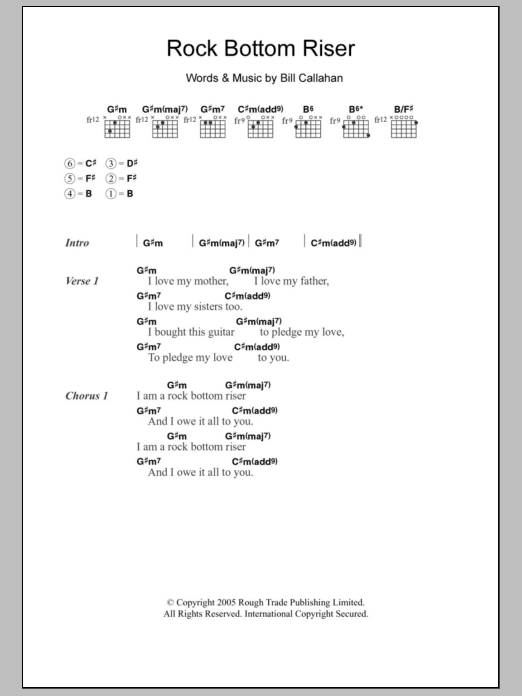 Download Smog Rock Bottom Riser Sheet Music and learn how to play Lyrics & Chords PDF digital score in minutes
