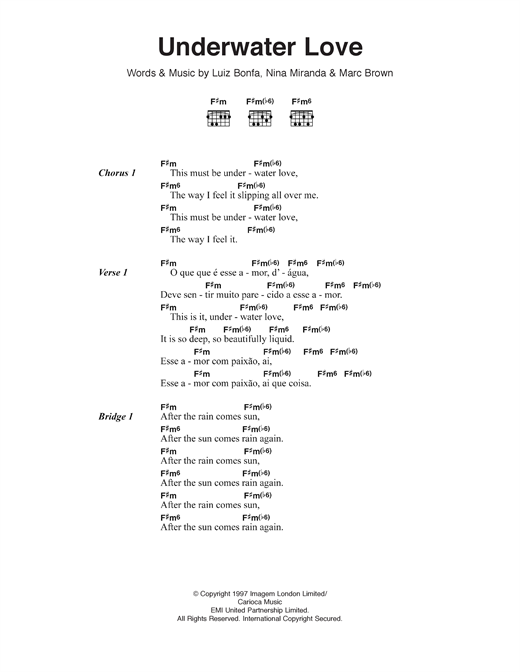 Download Smoke City Underwater Love Sheet Music and learn how to play Lyrics & Chords PDF digital score in minutes