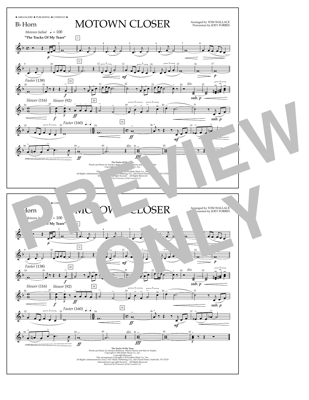 Download Smokey Robinson Motown Closer (arr. Tom Wallace) - Bb Horn Sheet Music and learn how to play Marching Band PDF digital score in minutes