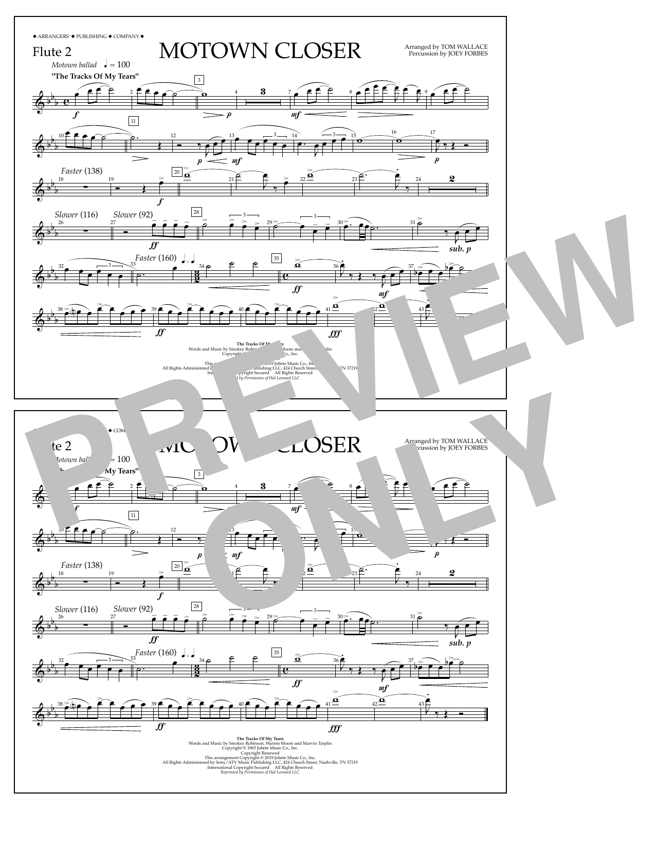 Download Smokey Robinson Motown Closer (arr. Tom Wallace) - Flute 2 Sheet Music and learn how to play Marching Band PDF digital score in minutes