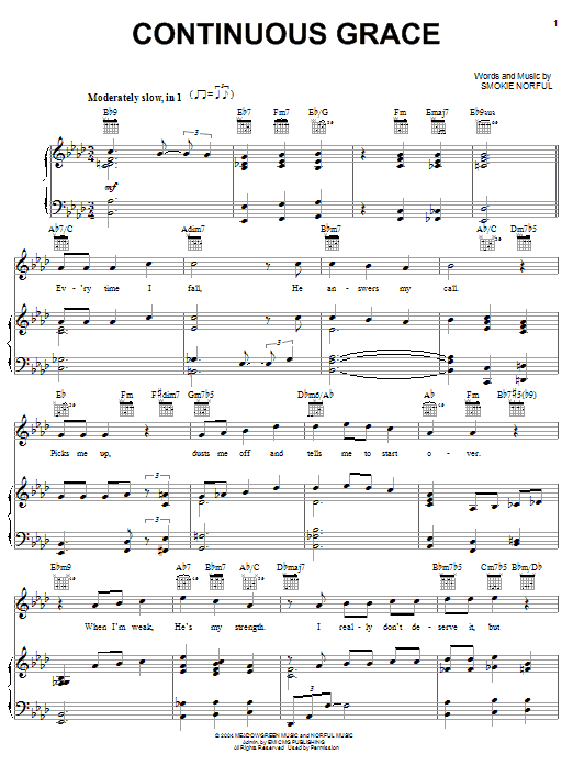 Download Smokie Norful Continuous Grace Sheet Music and learn how to play Piano, Vocal & Guitar (Right-Hand Melody) PDF digital score in minutes